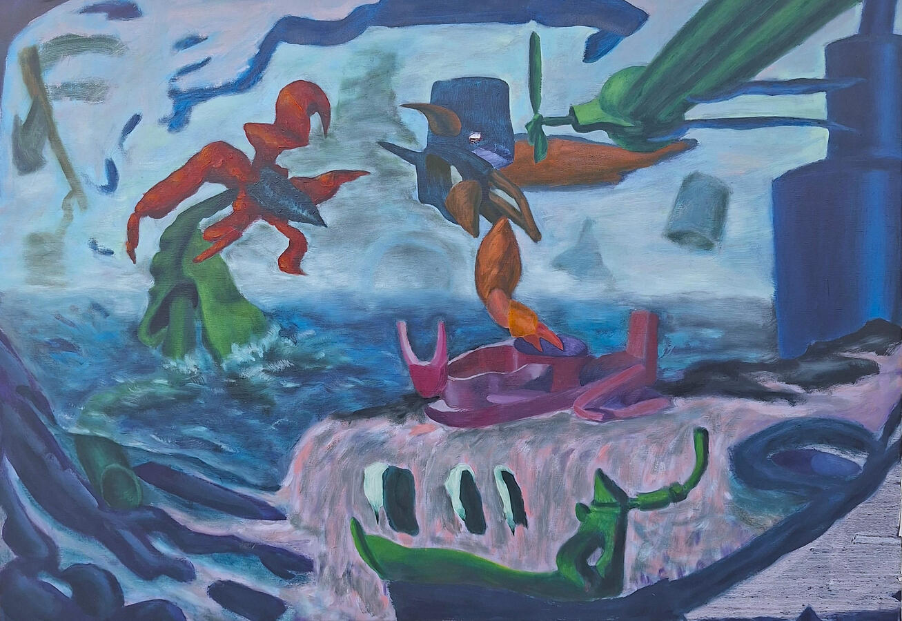 Bird General Calling for Battle, 70x100cm, Öl auf Leinwand