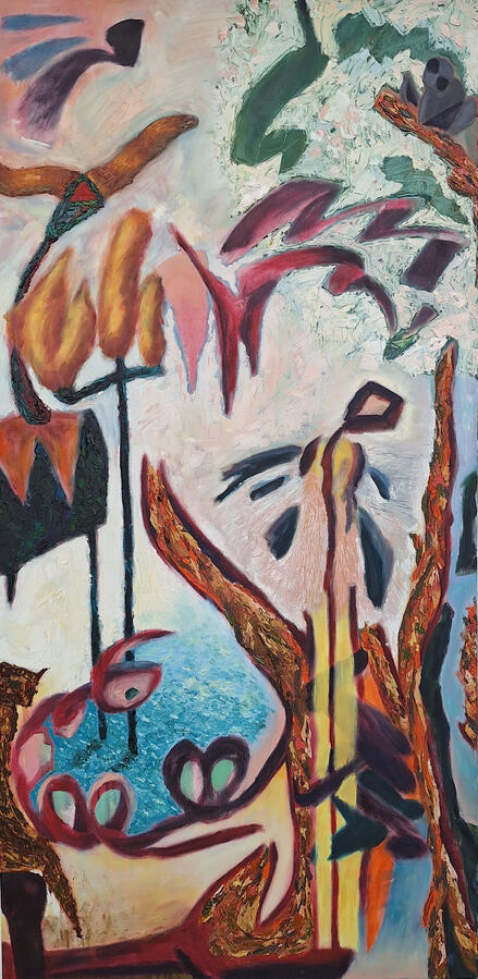 Dance of the Scarecrow, 150x75cm, Öl auf Leinwand