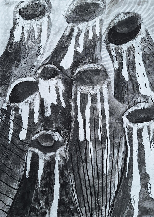 Volcanos, 60x42cm, Coal on Paper Volcanos, 60x42cm, Coal on Paper