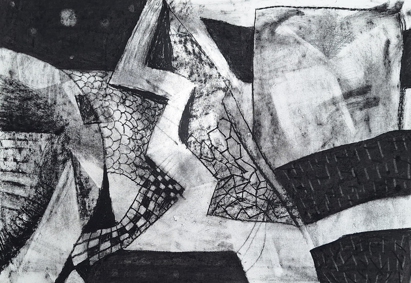 Cityscape, 42x60cm, Coal on Paper Cityscape, 42x60cm, Coal on Paper