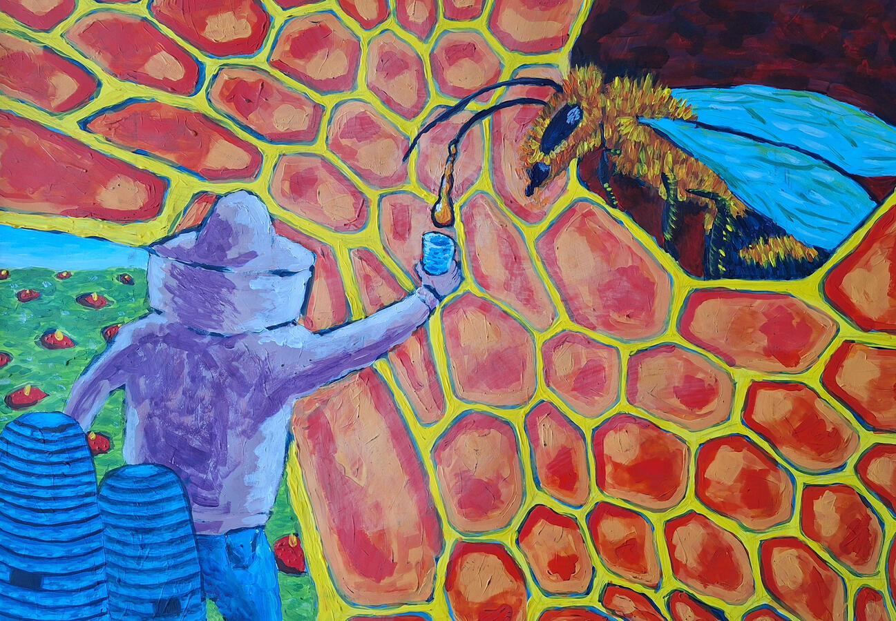 The Creation of Honey, 42x60cm, Acrylic on Paper The Creation of Honey, 42x60cm, Acrylic on Paper